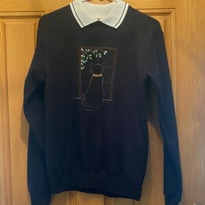 Black Cat embellished sweat shirt